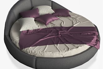 create high quality 3d round bed models for interior design