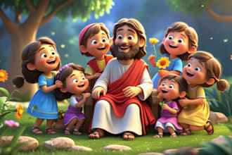 create vibrant, interactive bible story illustration and christain book