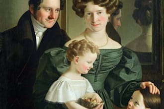 illustrate a romantic family couple portrait