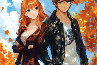 draw a anime couple character art anime