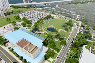develop master site plan model, resort, park rendering, real estate,3d landscape