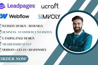build webflow simvoly ucraft leadpages sales funnel landing page website design