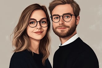 create cartoon disney couple portrait