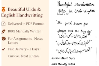 write neat handwritten notes and assignments in urdu or english