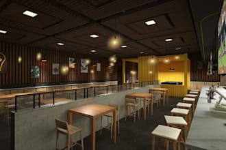 custom 3d interior design for hotel, resort, restaurant bar, lounge, spa, render