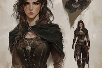 make fantasy dnd art oc fanart, illustration character sheet