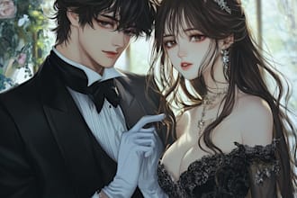 draw a anime character  or anime couple character