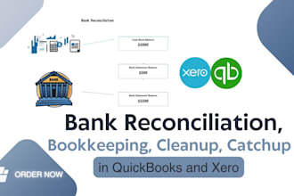 do bank reconciliation, bookkeeping, cleanup, catchup in quickbooks and xero