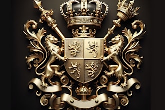 make a modern family crest, luxurious heraldic and coat of arms logo design