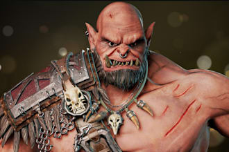 create ue5 orc character,game asset,monster metahuman zbrush,rig3d, xgen,texture