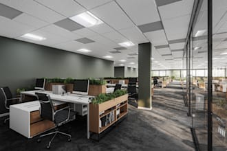 create office workspace and meeting room 3d design and rendering