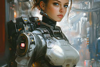 maka a sci fi character and sci fi art in unique style