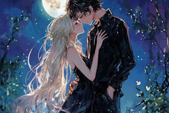 draw anime cartoon portraits simple, couples, families