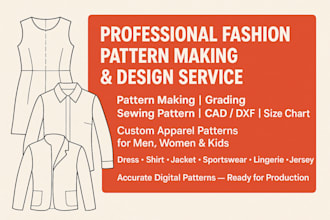 make professional garment pattern in dxf,PDF,