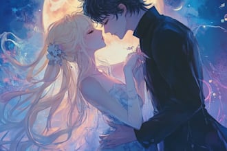 make anime couple portrait, anime family portrait