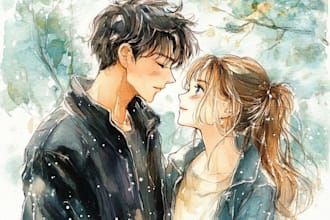 draw anime couple portrait