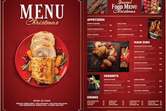 design restaurant and food menu, poster, flyer, brochure