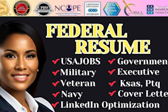 write a job winning federal usajobs resume, cv for executive, military, veteran