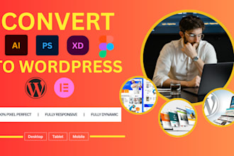 convert figma, PSD, xd to pixel perfect wordpress website with elementor