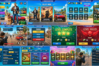 design game UI and provide 3d renders in unity