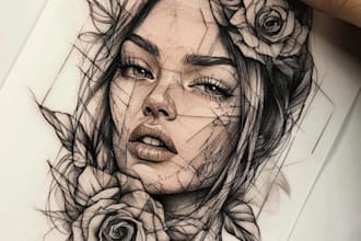 create traditional or old school tattoo for t shirt design