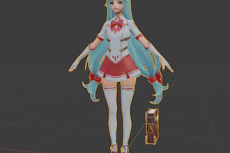 model custom vrchat anime or furry 3d avatar, vtuber avatar, blender, 3d texture