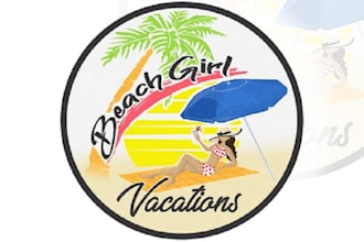 design colorful eye catching beach escape logo