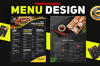 design a food menu, restaurant, and digital menu
