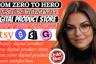 build 7 figure shopify digital product store, etsy store, stan store marketing