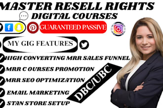 promote master resell right, digital courses with high converting sales funnel