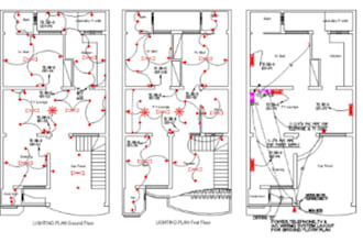 draw electrical plan layout and lighting design in autocad revit