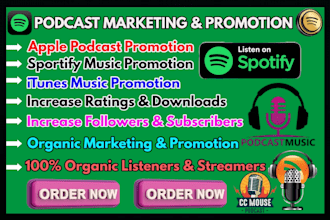 do podcast itunes spotify apple music promotion to 900k USA, UK active listeners