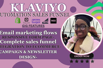 setup klaviyo email marketing flows, sales funnel for ecommerce or shopify store