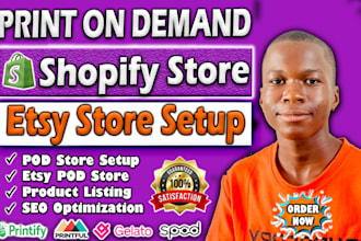 setup print on demand shopify store etsy pod tshirt design printify printful