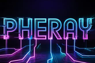 design futuristic cyberpunk, mecha, and neon logo for your brand