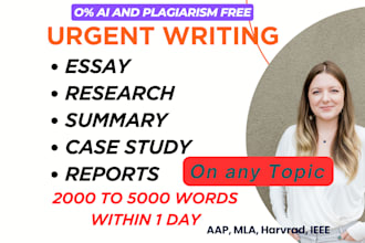 do urgent essay writing, research summary paper, proposal, case study analysis