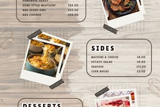 design food menus, flyers, posters and brochures