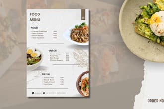 design food menus, flyers, posters and brochures