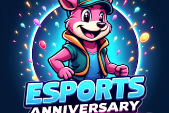 design high quality esport anniversary mascot logo with unlimited revision