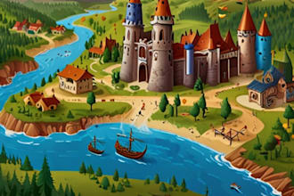 create a hand drawn fantasy map for your book, dnd campaign, or game world