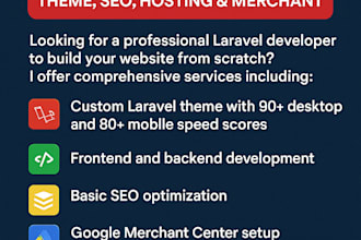 develop full stack laravel site, theme, SEO, hosting