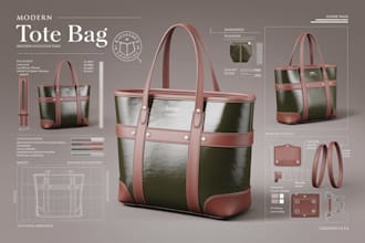 design bag tech packs handbag tote bag flat sketch clothing tech pack