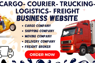 design courier, logistics, transportation, trucking, freight service website