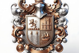 create a modern coat of arms, family crest, heraldic logo and any graphic design