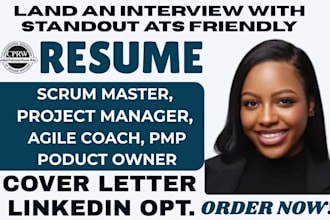 write scrum master, pmp, product owner, agile coach, project manager resume cv