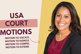 draft US court motions including to vacate default, dismiss, compel, extend time