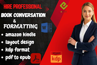 convert your book from ms word to PDF, kindle kpf, epub,mobi for KDP publishing