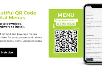 develop a qr code menu with digital menu page setup for restaurants, cafe,others