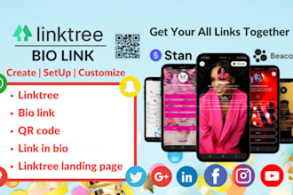 set up linktree, bio link, qr code, link in bio landing page for social media