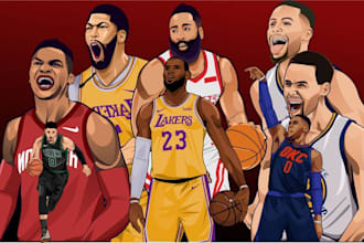 draw fantastic football sport cartoon logo illustration basketball vector art